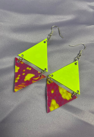 Pink and Yellow 'Ophidian' Earrings