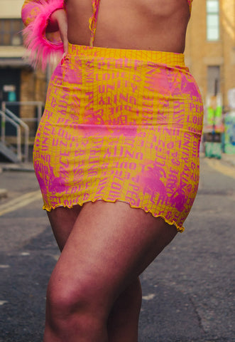 Peace Love & Unity Skirt in Pink and Yellow