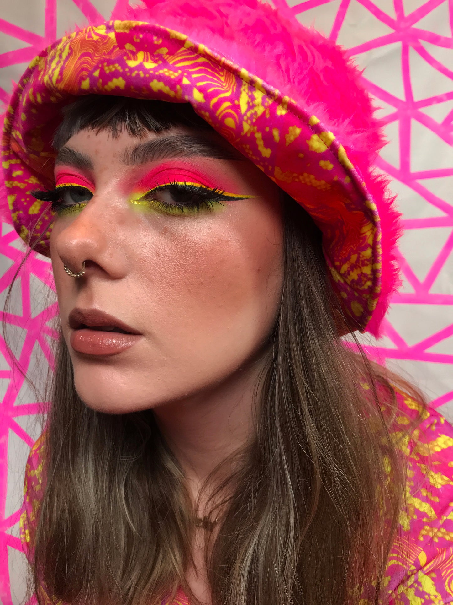 Ophidian Reversible Bucket Hat in Pink and Yellow - READY TO SHIP