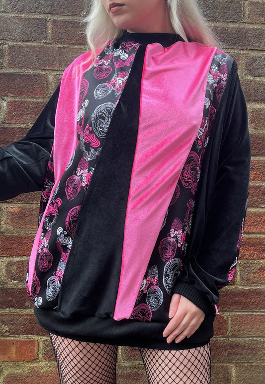 Pink 'Telepathy' Patchwork Sweatshirt - READY TO SHIP