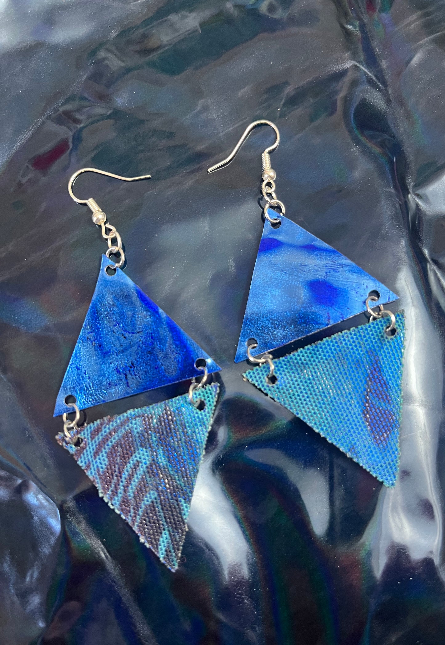 Blue and black 'Peace, Love & Unity' Earrings