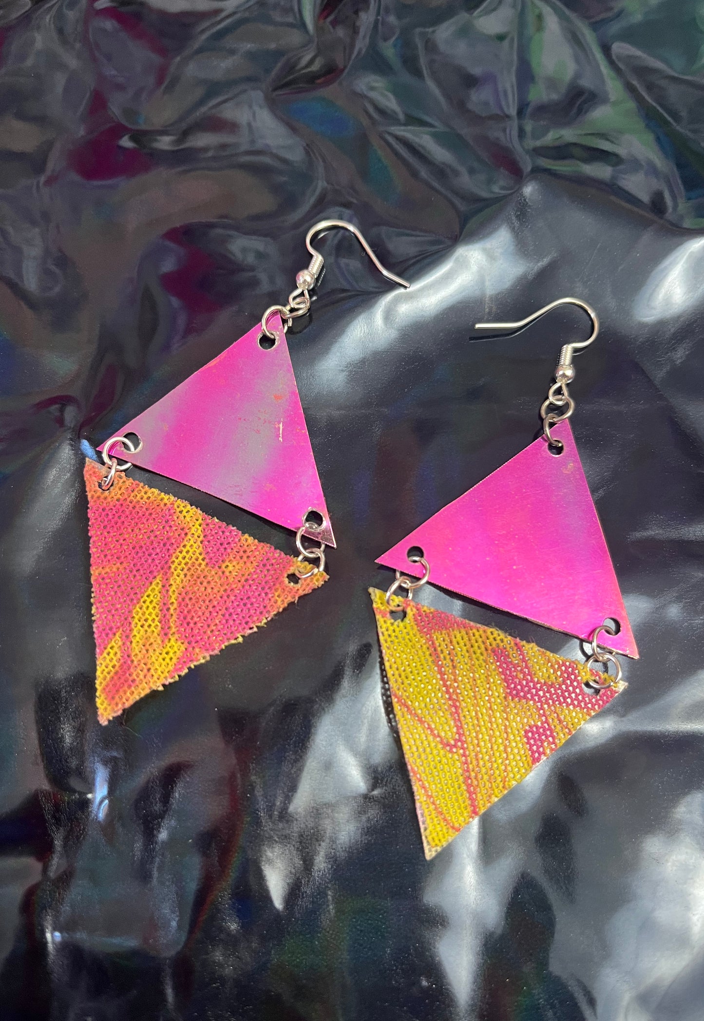 Pink and Yellow 'Peace, Love & Unity' Earrings