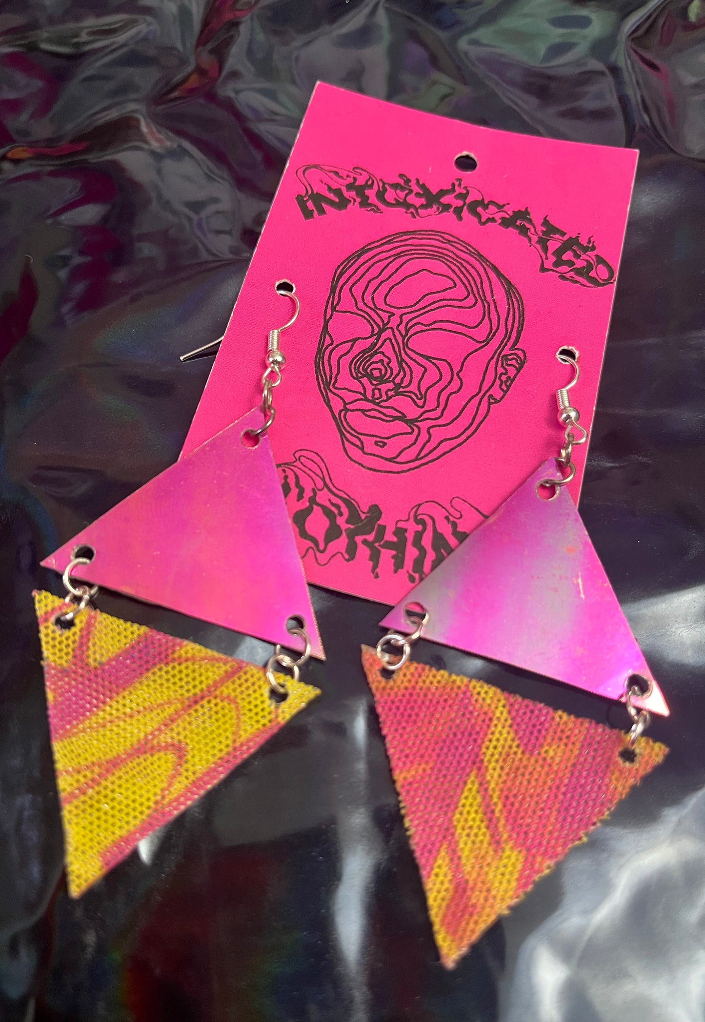 Pink and Yellow 'Peace, Love & Unity' Earrings