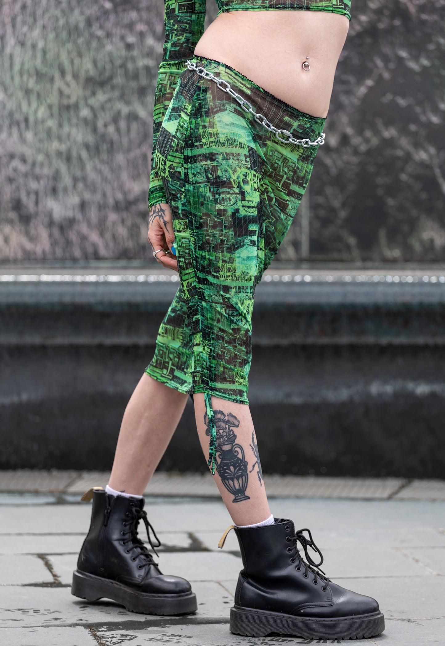 'Vortex'  Adjustable Skirt - Green - READY TO SHIP