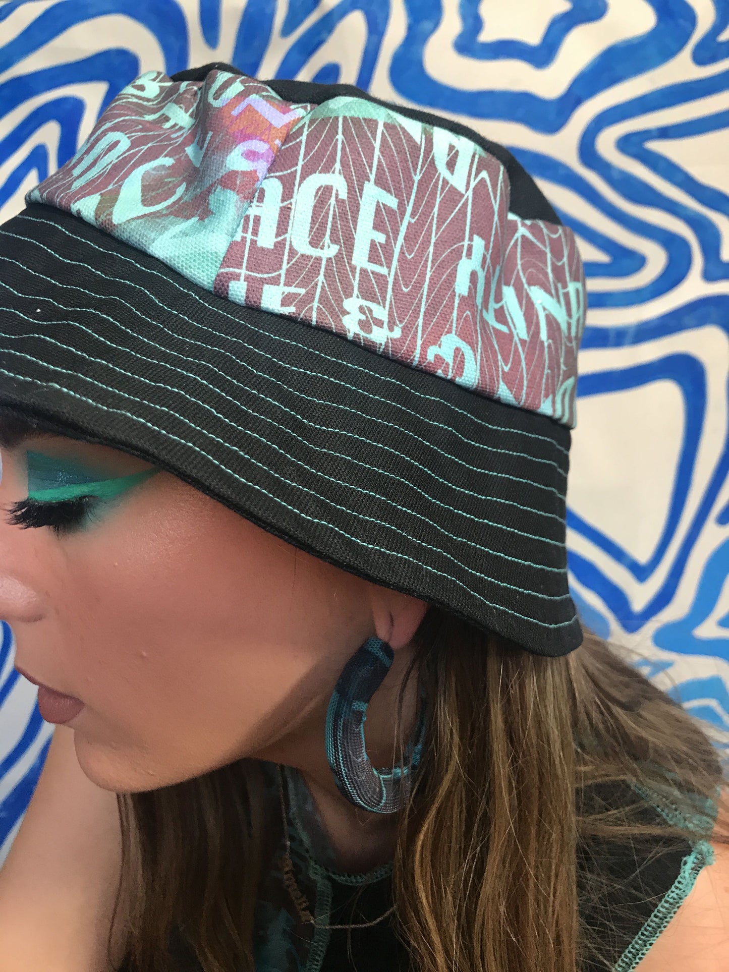 Peace Love & Unity Bucket Hat in Blue and Black