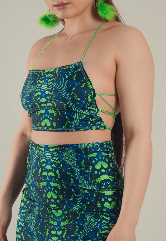 Ophidian Top in Blue and Green - READY TO SHIP