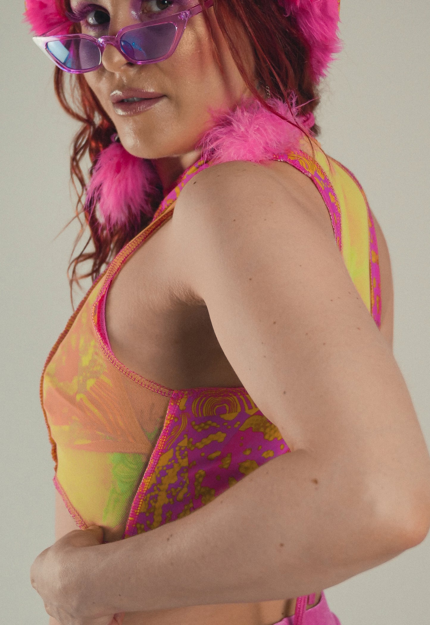 Ophidian Patchwork Top in Pink and Yellow - READY TO SHIP