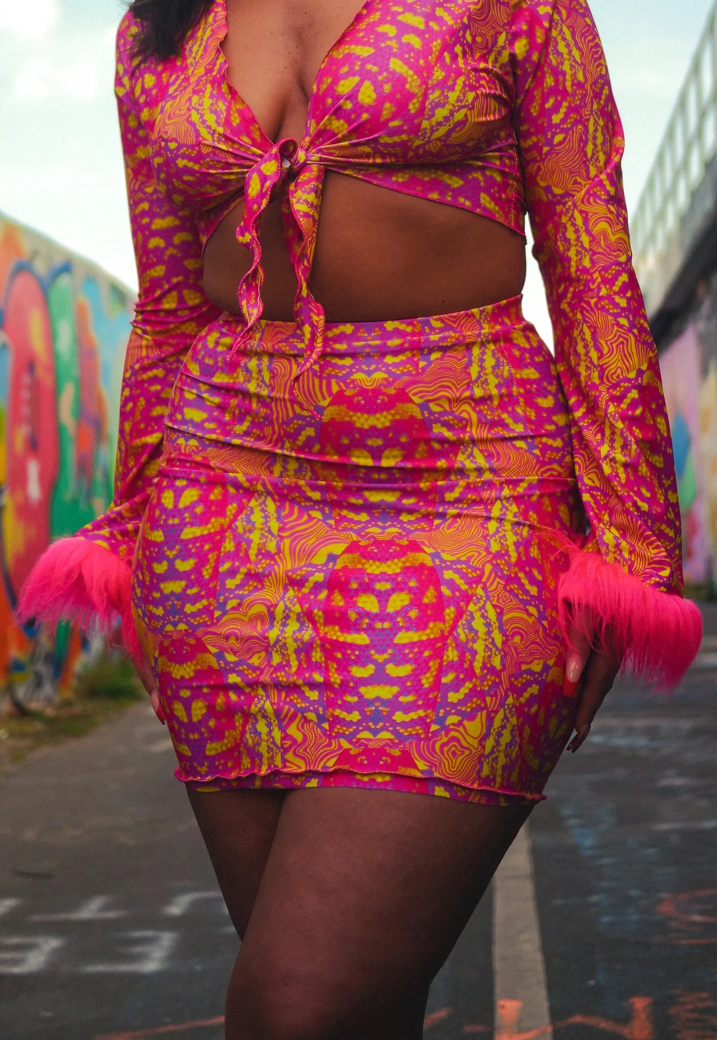 Ophidian Skirt in Pink and Yellow - READY TO SHIP