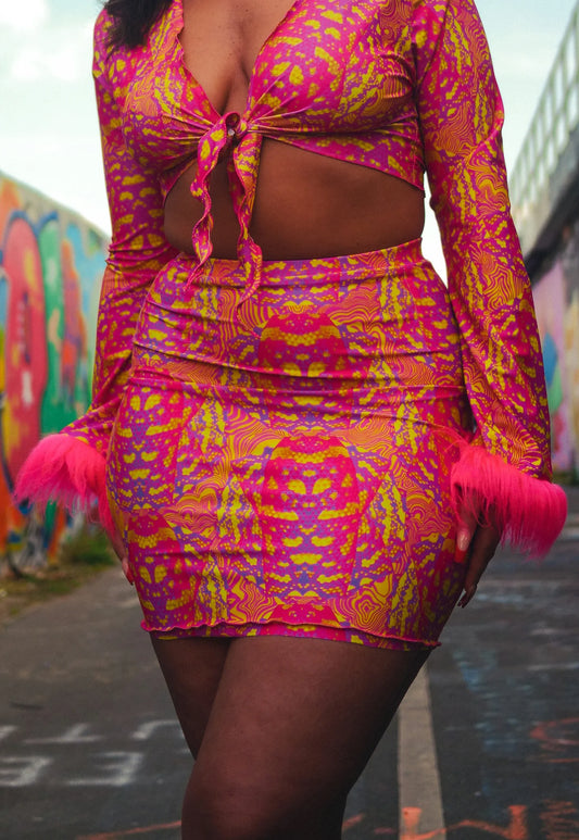Ophidian Skirt in Pink and Yellow - READY TO SHIP