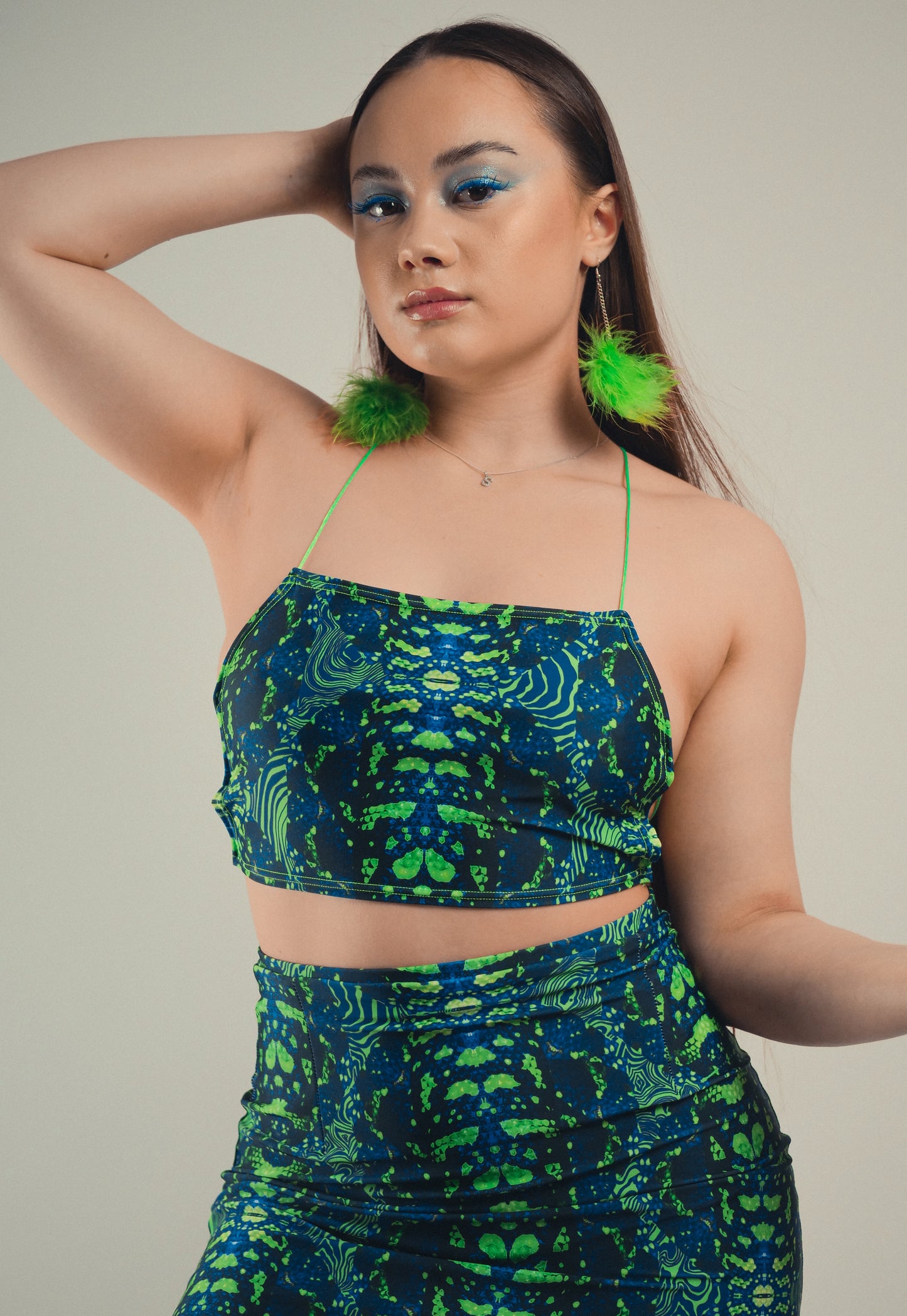 Ophidian Top in Blue and Green - READY TO SHIP